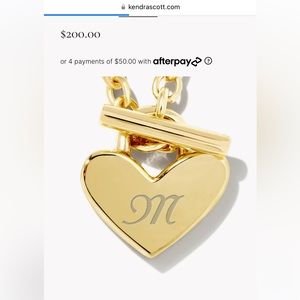 Kendra Scott brand new engraved with letter ‘M’ 18k Gold Vermeil necklace